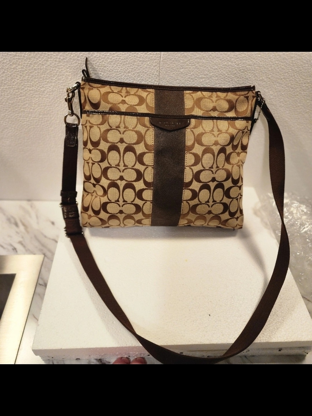 Coach Tan/Brown Signature Crossbody Bag